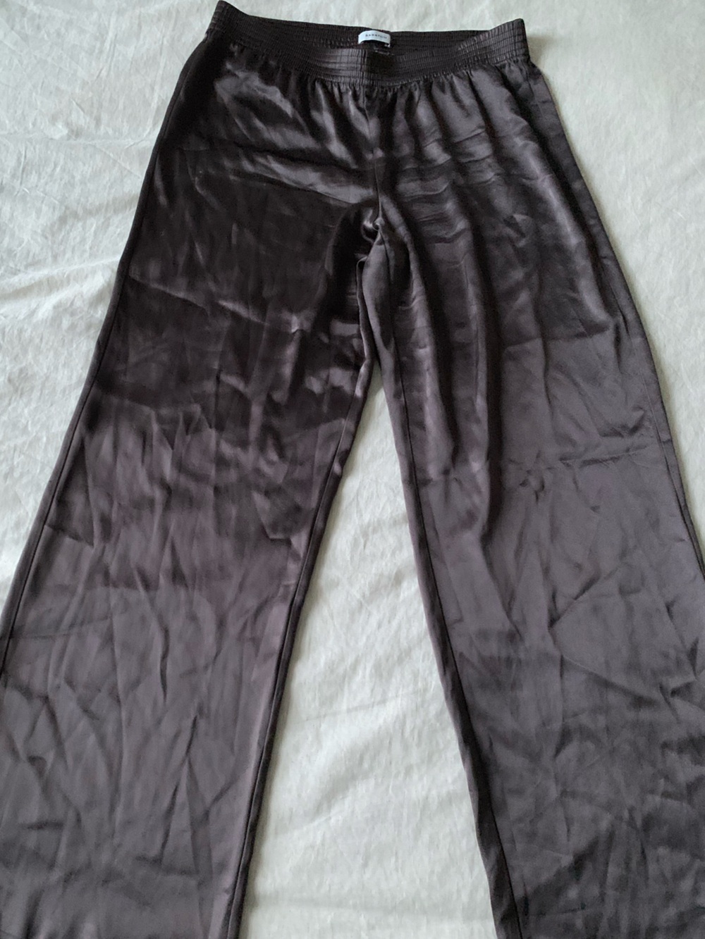 Babaton Satin Pant Elastic-Waist Wide Leg Pants in Chocolate women’s size L - Picture 5 of 11
